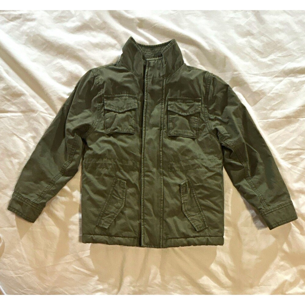 OshKosh B'gosh Boys Green Sherpa Lined Cotton Twill Full Zip Jacket 6